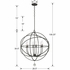 9228-EB Crystorama Solaris 6 Light English Bronze Sphere Chandelier