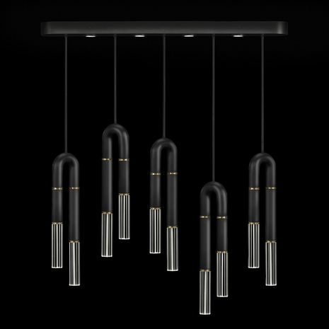 923140-110 Fine Art Lighting Antonia 51.5"W Linear Pendant with Black/Brass/No Parchment Finish