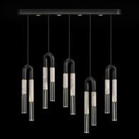 923140-112 Fine Art Lighting Antonia 51.5"W Linear Pendant with Black/Brass/Smoke Finish
