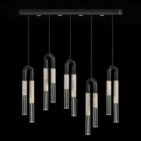 923140-112 Fine Art Lighting Antonia 51.5"W Linear Pendant with Black/Brass/Smoke Finish