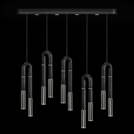 923140-120 Fine Art Lighting Antonia 51.5"W Linear Pendant with Black/Nickel/No Parchment Finish