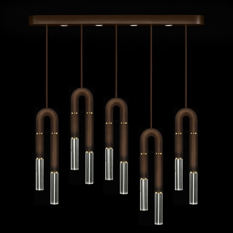 923140-210 Fine Art Lighting Antonia 51.5"W Linear Pendant with Bronze/Brass/No Parchment Finish