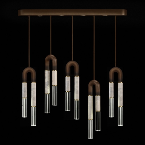 923140-212 Fine Art Lighting Antonia 51.5"W Linear Pendant with Bronze/Brass/Smoke Finish