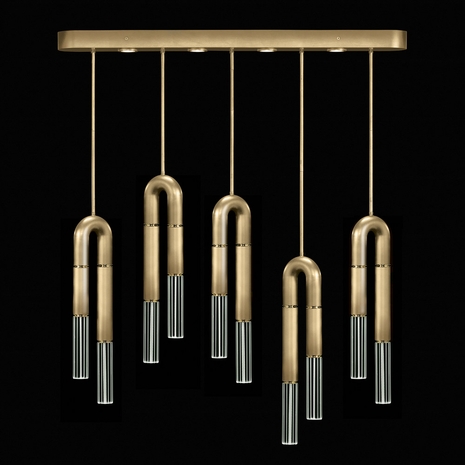 923140-310 Fine Art Lighting Antonia 51.5"W Linear Pendant with Gold Leaf/Brass/No Parchment Finish