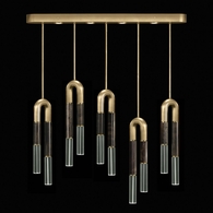 923140-311 Fine Art Lighting Antonia 51.5"W Linear Pendant with Gold Leaf/Brass/Charcoal Finish