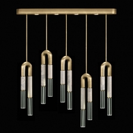 923140-312 Fine Art Lighting Antonia 51.5"W Linear Pendant with Gold Leaf/Brass/Smoke Finish