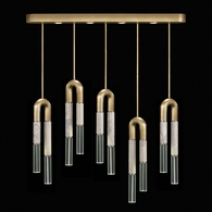 923140-322 Fine Art Lighting Antonia 51.5"W Linear Pendant with Gold Leaf/Nickel/Smoke Finish