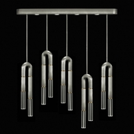923140-410 Fine Art Lighting Antonia 51.5"W Linear Pendant with Silver Leaf/Brass/No Parchment Finish