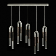 923140-411 Fine Art Lighting Antonia 51.5"W Linear Pendant with Silver Leaf/Brass/Charcoal Finish
