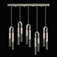 923140-412 Fine Art Lighting Antonia 51.5"W Linear Pendant with Silver Leaf/Brass/Smoke Finish