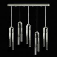923140-420 Fine Art Lighting Antonia 51.5"W Linear Pendant with Silver Leaf/Nickel/No Parchment Finish