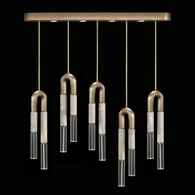 923140-512 Fine Art Lighting Antonia 51.5"W Linear Pendant with Soft Gold Leaf/Brass/Smoke Finish