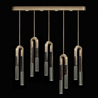 923140-521 Fine Art Lighting Antonia 51.5"W Linear Pendant with Soft Gold Leaf/Nickel/Charcoal Finish