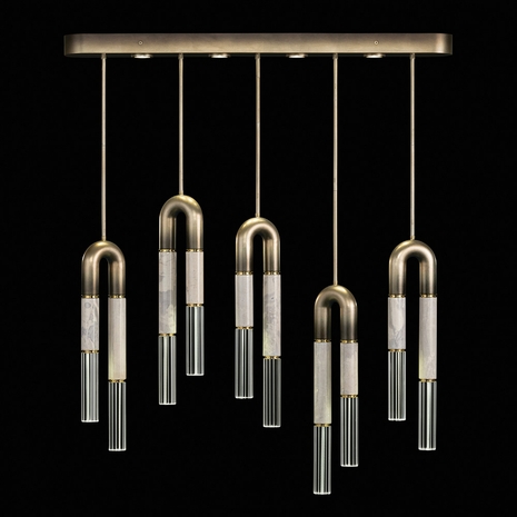923140-612 Fine Art Lighting Antonia 51.5"W Linear Pendant with Ombre Bronze/Brass/Smoke Finish