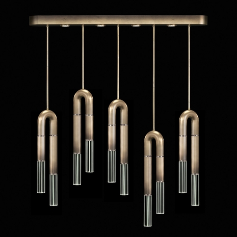 923140-620 Fine Art Lighting Antonia 51.5"W Linear Pendant with Ombre Bronze/Nickel/No Parchment Finish