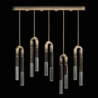 923140-621 Fine Art Lighting Antonia 51.5"W Linear Pendant with Ombre Bronze/Nickel/Charcoal Finish