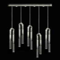 923140-710 Fine Art Lighting Antonia 51.5"W Linear Pendant with Ombre Silver/Brass/No Parchment Finish
