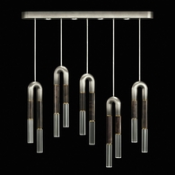 923140-711 Fine Art Lighting Antonia 51.5"W Linear Pendant with Ombre Silver/Brass/Charcoal Finish