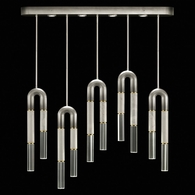 923140-712 Fine Art Lighting Antonia 51.5"W Linear Pendant with Ombre Silver/Brass/Smoke Finish