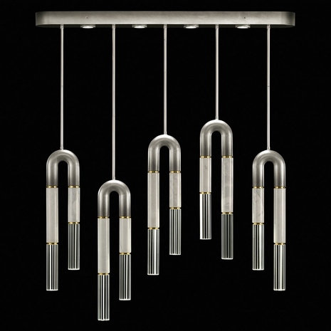 923140-712 Fine Art Lighting Antonia 51.5"W Linear Pendant with Ombre Silver/Brass/Smoke Finish