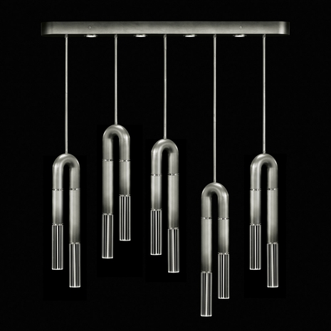 923140-720 Fine Art Lighting Antonia 51.5"W Linear Pendant with Ombre Silver/Nickel/No Parchment Finish