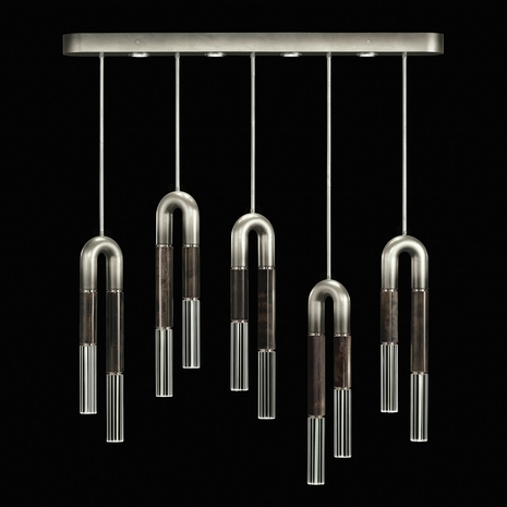 923140-721 Fine Art Lighting Antonia 51.5"W Linear Pendant with Ombre Silver/Nickel/Charcoal Finish