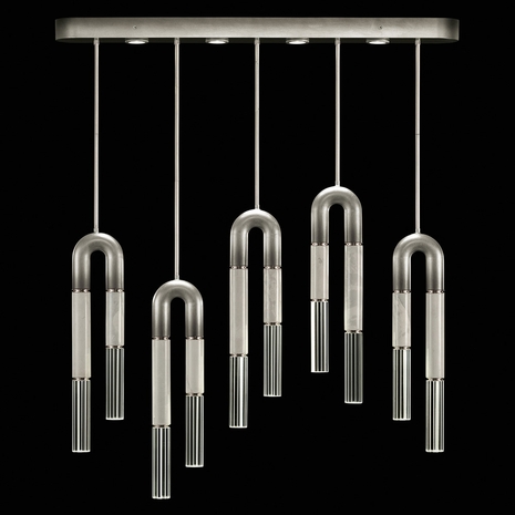 923140-722 Fine Art Lighting Antonia 51.5"W Linear Pendant with Ombre Silver/Nickel/Smoke Finish
