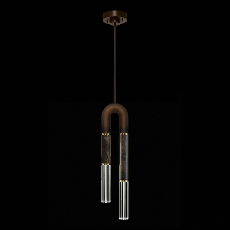 923340-211 Fine Art Lighting Antonia 7"W Round Pendant with Bronze/Brass/Charcoal Finish