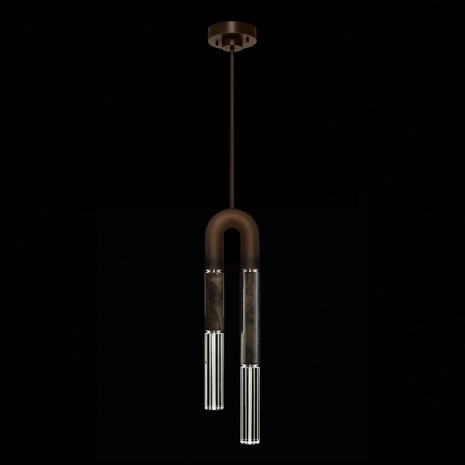 923340-221 Fine Art Lighting Antonia 7"W Round Pendant with Bronze/Nickel/Charcoal Finish