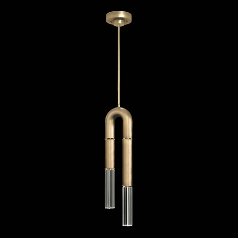 923340-310 Fine Art Lighting Antonia 7"W Round Pendant with Gold Leaf/Brass/No Parchment Finish