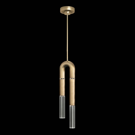 923340-320 Fine Art Lighting Antonia 7"W Round Pendant with Gold Leaf/Nickel/No Parchment Finish