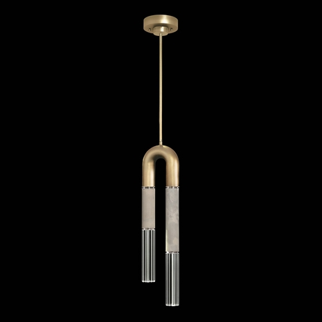 923340-322 Fine Art Lighting Antonia 7"W Round Pendant with Gold Leaf/Nickel/Smoke Finish