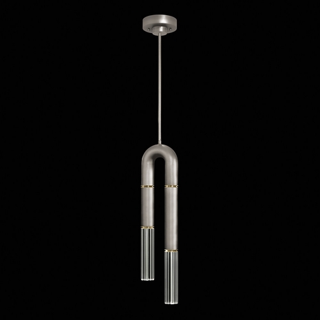 923340-410 Fine Art Lighting Antonia 7"W Round Pendant with Silver Leaf/Brass/No Parchment Finish