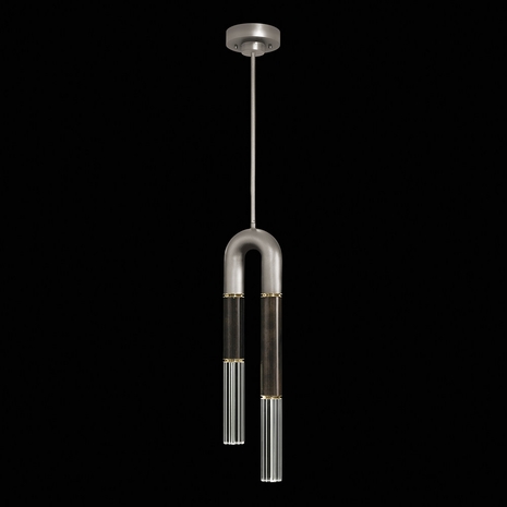 923340-411 Fine Art Lighting Antonia 7"W Round Pendant with Silver Leaf/Brass/Charcoal Finish