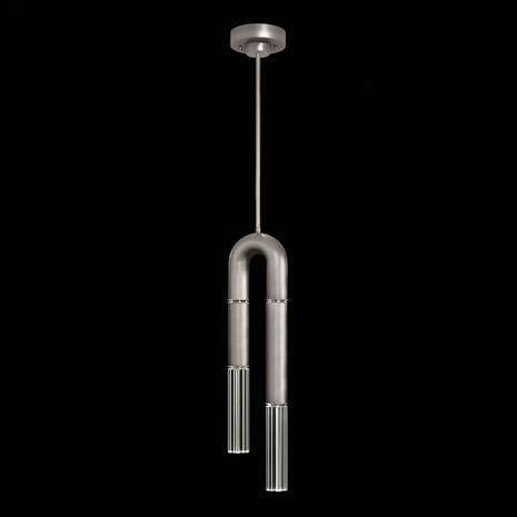 923340-420 Fine Art Lighting Antonia 7"W Round Pendant with Silver Leaf/Nickel/No Parchment Finish