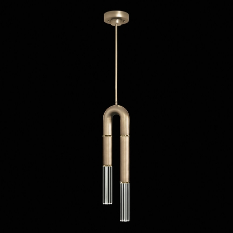 923340-510 Fine Art Lighting Antonia 7"W Round Pendant with Soft Gold Leaf/Brass/No Parchment Finish