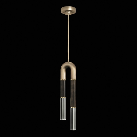 923340-511 Fine Art Lighting Antonia 7"W Round Pendant with Soft Gold Leaf/Brass/Charcoal Finish