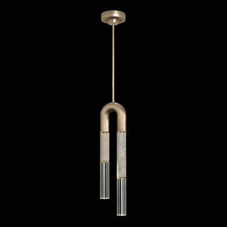 923340-512 Fine Art Lighting Antonia 7"W Round Pendant with Soft Gold Leaf/Brass/Smoke Finish