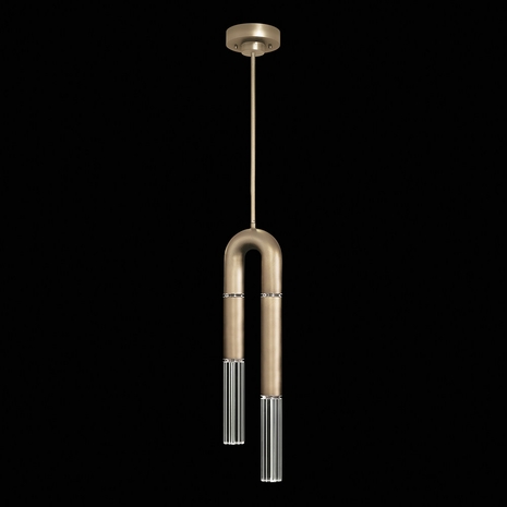 923340-520 Fine Art Lighting Antonia 7"W Round Pendant with Soft Gold Leaf/Nickel/No Parchment Finish
