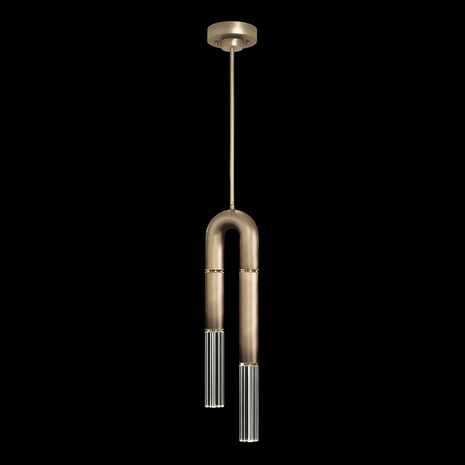 923340-610 Fine Art Lighting Antonia 7"W Round Pendant with Ombre Bronze/Brass/No Parchment Finish