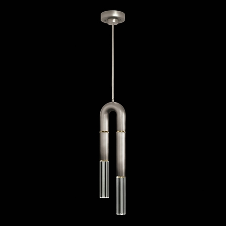 923340-710 Fine Art Lighting Antonia 7"W Round Pendant with Ombre Silver/Brass/No Parchment Finish