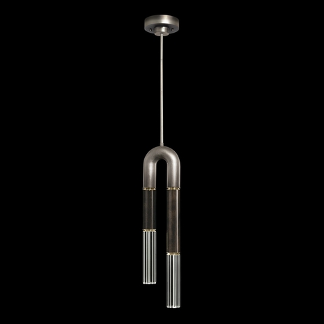 923340-711 Fine Art Lighting Antonia 7"W Round Pendant with Ombre Silver/Brass/Charcoal Finish