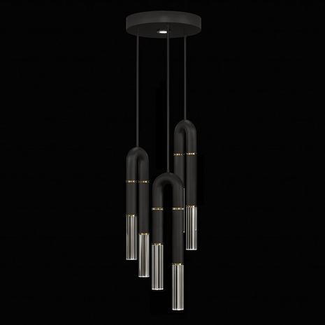 923840-110 Fine Art Lighting Antonia 16"W Round Pendant with Black/Brass/No Parchment Finish