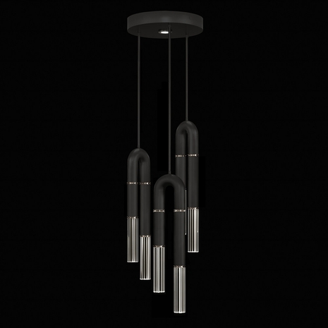 923840-120 Fine Art Lighting Antonia 16"W Round Pendant with Black/Nickel/No Parchment Finish