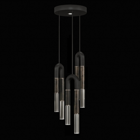 923840-121 Fine Art Lighting Antonia 16"W Round Pendant with Black/Nickel/Charcoal Finish