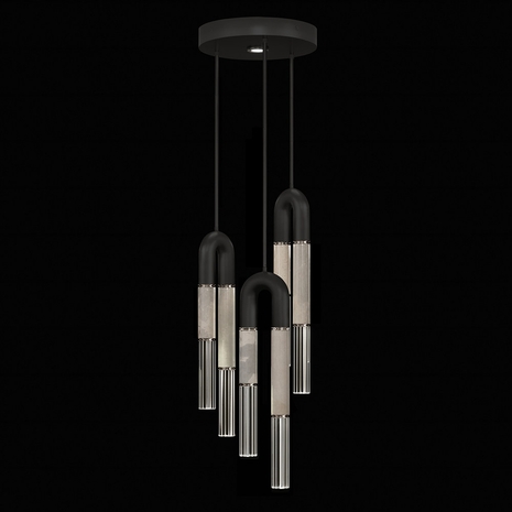 923840-122 Fine Art Lighting Antonia 16"W Round Pendant with Black/Nickel/Smoke Finish