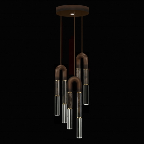 923840-211 Fine Art Lighting Antonia 16"W Round Pendant with Bronze/Brass/Charcoal Finish
