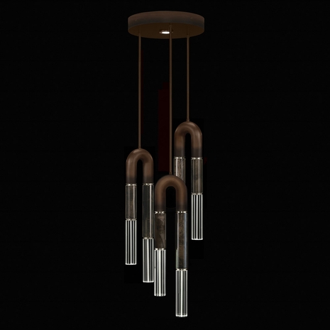 923840-221 Fine Art Lighting Antonia 16"W Round Pendant with Bronze/Nickel/Charcoal Finish