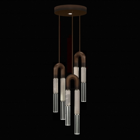 923840-222 Fine Art Lighting Antonia 16"W Round Pendant with Bronze/Nickel/Smoke Finish