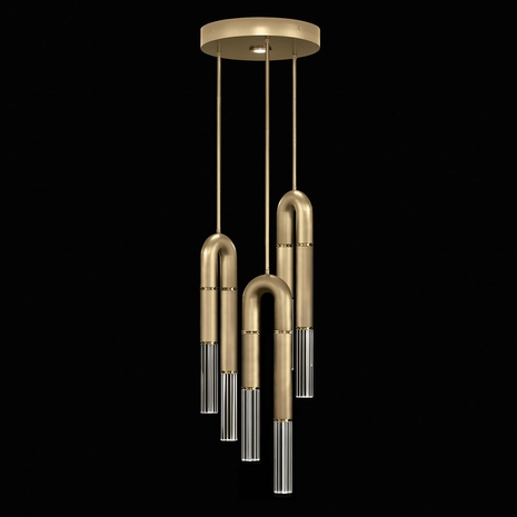 923840-310 Fine Art Lighting Antonia 16"W Round Pendant with Gold Leaf/Brass/No Parchment Finish